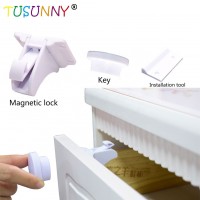 White Cabinet Drawer Lock Baby Magnetic Safety Lock